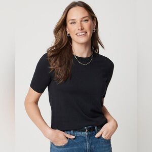 J.Crew Factory Short-sleeve cotton crewneck sweater Size M CF384 Black